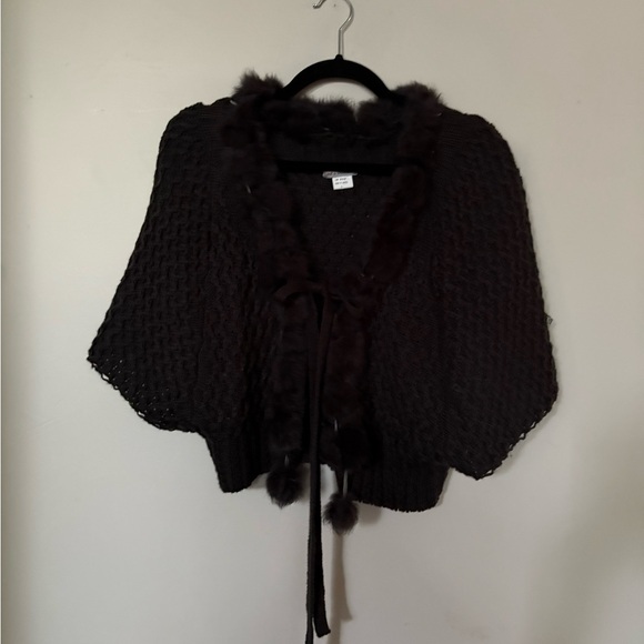 Dark Gray Acrylic Knit Cardigan Sweater - Size L - Picture 6 of 7
